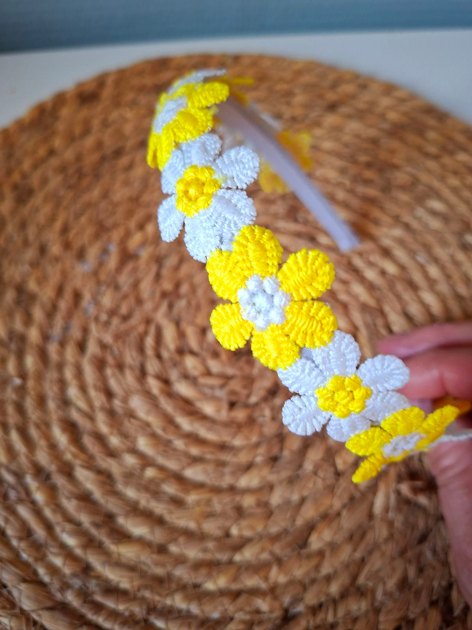Bloemen haarband geel-wit diadeem - zomers